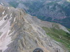 over San Sofia Ridge, center right above ridge line, 400' Bridal Veil Falls is just a thin white line