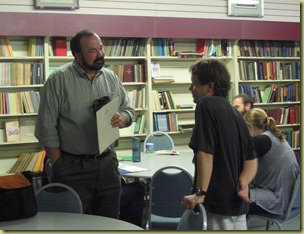 Jay Marshall talking to Colin Saxton