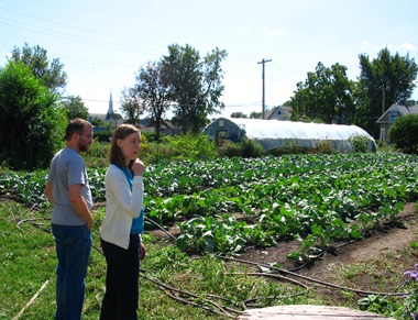 Tyler and Faith surveying the harvest field in Detroit