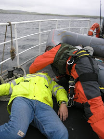 Taking part in an exercise with Shetland Coastguard