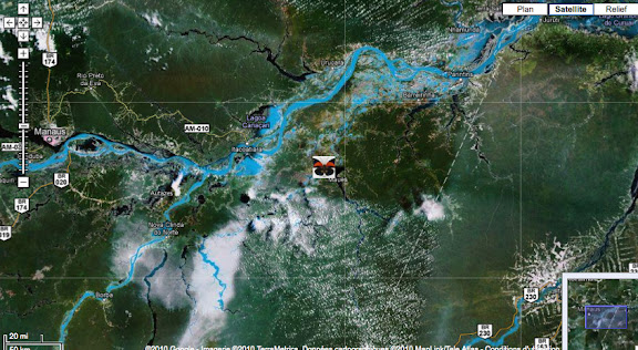Localisation du Rio Maues, au Sud de l'Amazone, entre le Madeira (à l'Ouest) et le Tapajos (à l'Est)