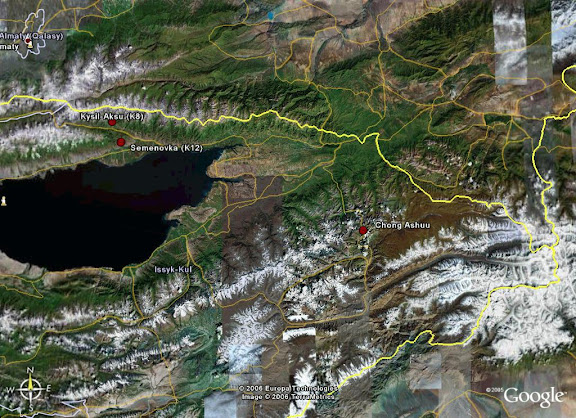 Été 2006 : Expédition au Kyrgyzistan - Carte : localisation de la Chon Ashuu Pass dans le Terskej Alatau (Tian Shan)