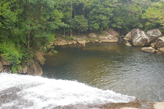 Cachoeira Prumirim, à l'ouest de Picinguaba (Ub. SP) : lieu de passage de Morpho helenor achillaena. 14 février 2011. Photo : J.-M. Gayman