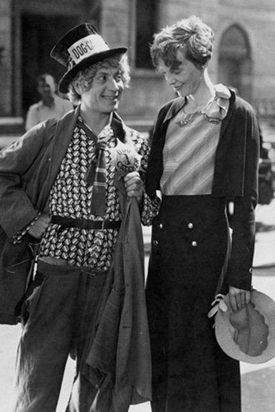 Amelia Earhart on Amelia Earhart And Harpo Marx   Dressed As A Dog Catcher  Ca  1932