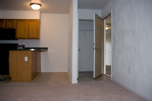 Kitchen and outside door.