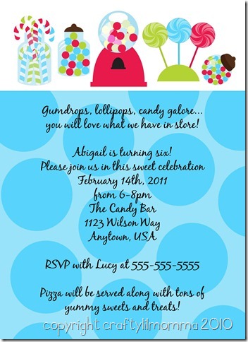 candy shoppe invitation