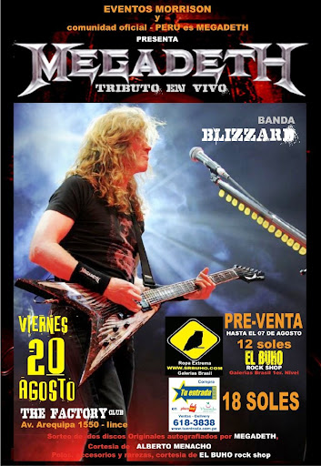 Tributo a Megadeth en Lima este 20 de agosto Tributo a Megadeth en Perú