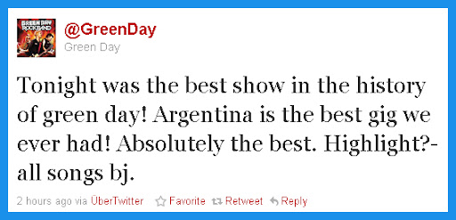 Green Day - Argentina 2010 - Twitter