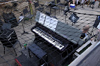 View of the piano in the pit orchestra. I bet those nets are there for a good reason.