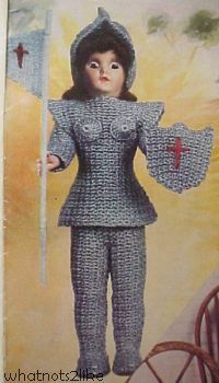 Dress-me doll crochet Joan of Arc Famous Women in History DMC Pearl 1950s
