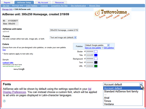 Font AdSense