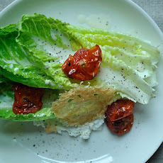 Goat Cheese Caesar Salad with Roasted Tomatoes and Parmesan Crisp