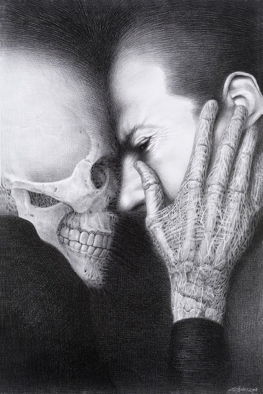 Black and White Gothic skeleton drawing and illustration Black and White Gothic skeleton drawing and illustration