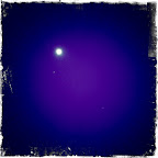 The Moon with its neighbor Jupiter. Taken with the Hipstamatic iPhone App. Robo Glitter lens and Kodot Verichrome film.