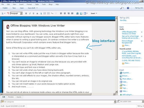 windows live writer interface