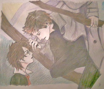 Harry Potter y Edward Cullen, Fan Art de Dolores Hernández