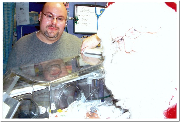Connor meeting Santa in the NICU - 12.17.08