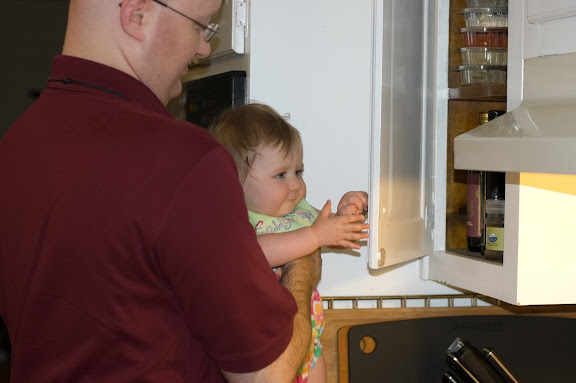Showing how she can open cabinates (we need to get the magnetic locks soon)