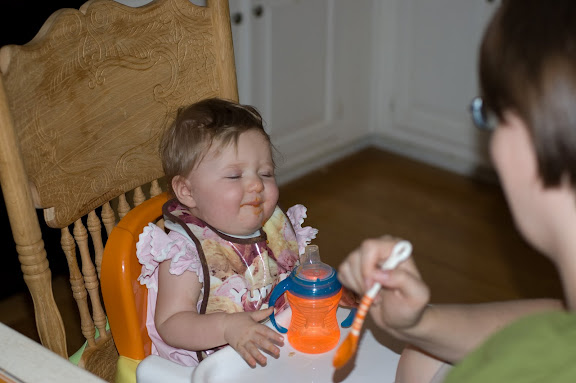 She's still not sure about some solid food.