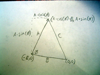 First Diagram for proof of the law of cosines which defines coordinates