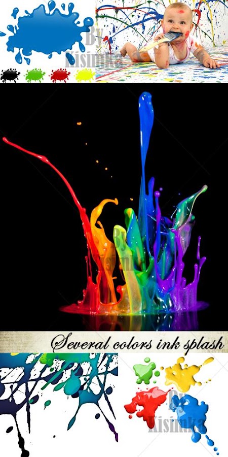 Stock Photo: Several colors ink splash