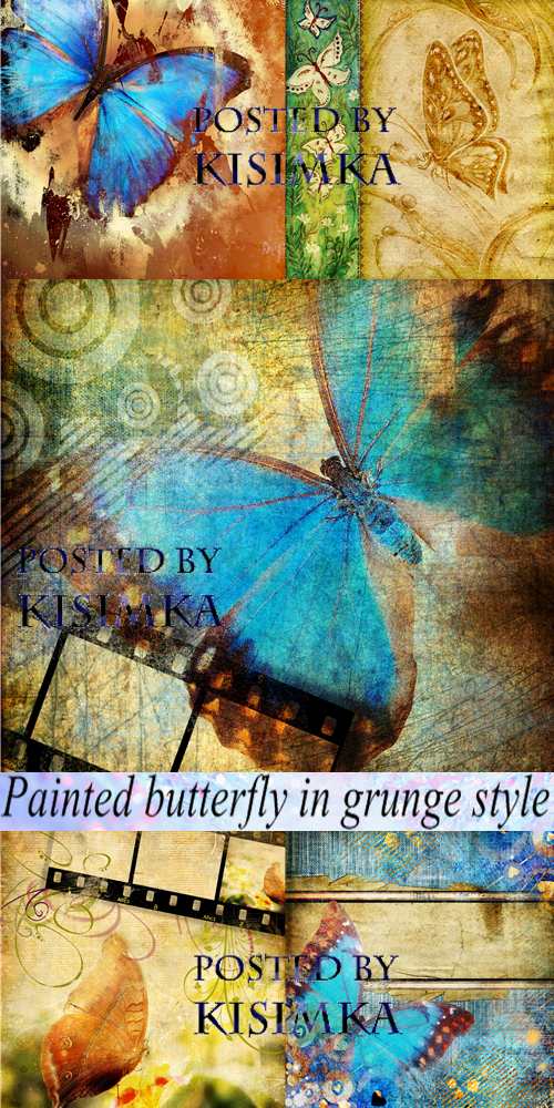 Stock Photo: Painted butterfly in grunge style