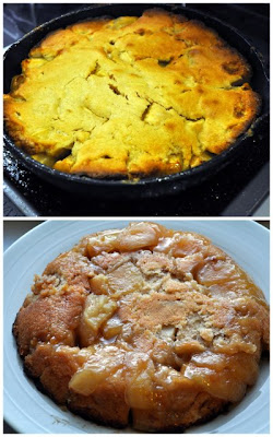 out of the oven, in the pan and then turned out