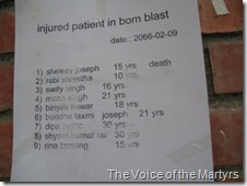 Name List of injured Christian