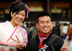 Random people would ask to pose with the kimono clad girls.