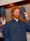 Anna's brother is now the proud owner of Doug's return-flight slippers!
