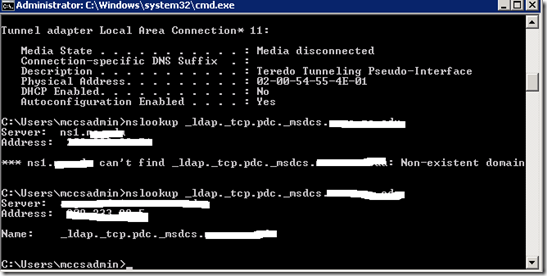 Once the DNS server was changed, the installer read the Active Directory Preparation as Completed and you could do a proper nslookup on those SRV records