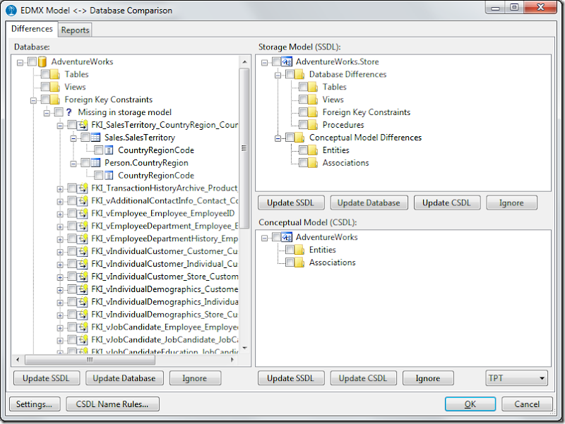 Model Comparer with Inferred FKs