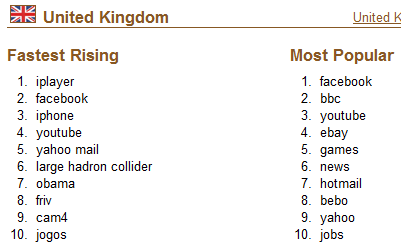 Top Google Searches 2008 - UK
