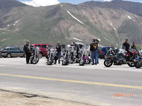 Looking SE, top of Independense Pass CO.  Our bikes, plus a couple we met from Canada.