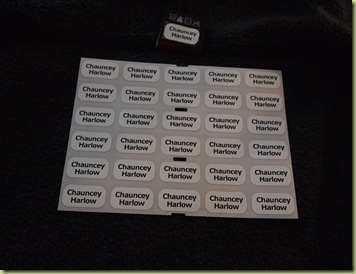 the clothing name label sticks