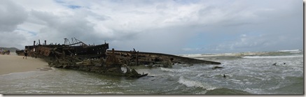 The wreck of the Maheno in its final resting place, for photographers around the world to grab the same shots over and over again, like this one!  (click to enlarge)