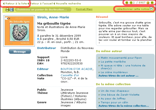 Sélectionner les notices détaillées copie d'écran