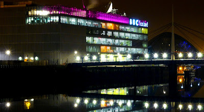 On a stopover in Glasgow I took a couple of night-time shots of the waterfront - this is the BBC building