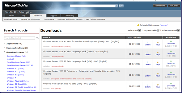 09-02-12 TechNet - Win2K8 R2 Downloads