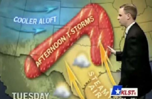 TV mostra mapa da previsão do tempo em formato de pênis gigante