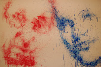 Paintball: Finn vs. Stein (Finn Nørbygaard & Stein Bagger), January 2009, Acrylic paint on canvas, 180×115 cm. 1800 EUR