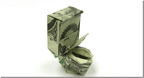 Inodoro origami dolar