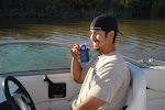 Nick A. driving kicking it on the boat.