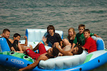 Kids on the raft.