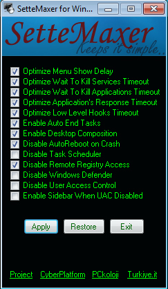 Optimizar Windows 7 con SetteMaxer