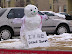 Dead snowman - His nose is turning green... He's gonna die.
