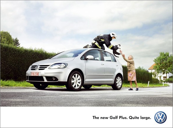 Quite large - The new Volkswagen Golf Plus advertisement.