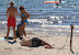 Beach slave - Now he won't run away.