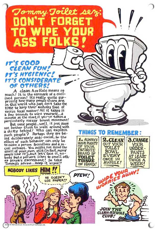 Tommy Toilet poster - Don't forget to wipe yourself - folks!