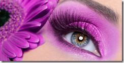 Purple eye make-up with gerber flower 